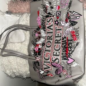 Victoria's Secret Artistic Gray and Pink Tote